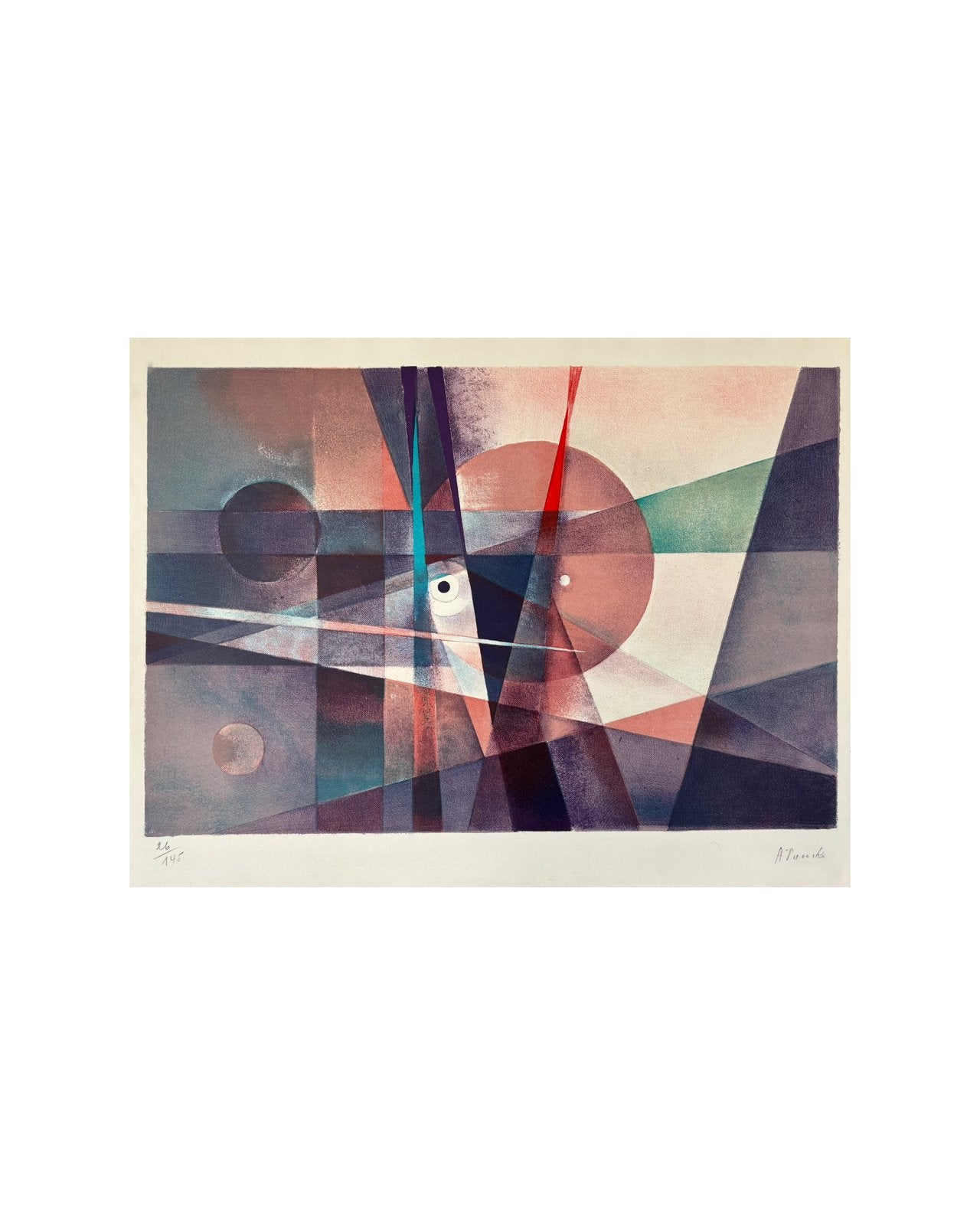 Lithographie abstraite d'Armand Vereecke (1912-1990), Antiquités & Art, Édition limitée, Enlèvement ou Envoi, Abstrait, Lithographie