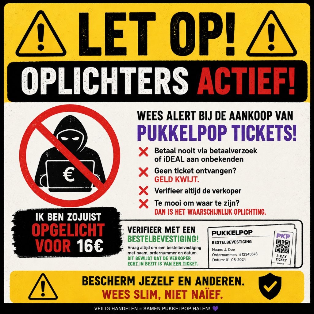 LET OP: Oplichters actief voor Pukkelpop tickets, Tickets en Kaartjes, Evenementen en Festivals