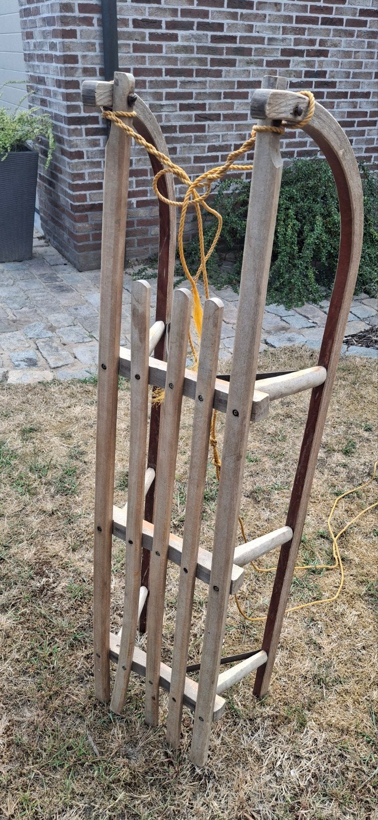 Vintage houten slee met trekkoord, Kinderen en Baby's, Ophalen