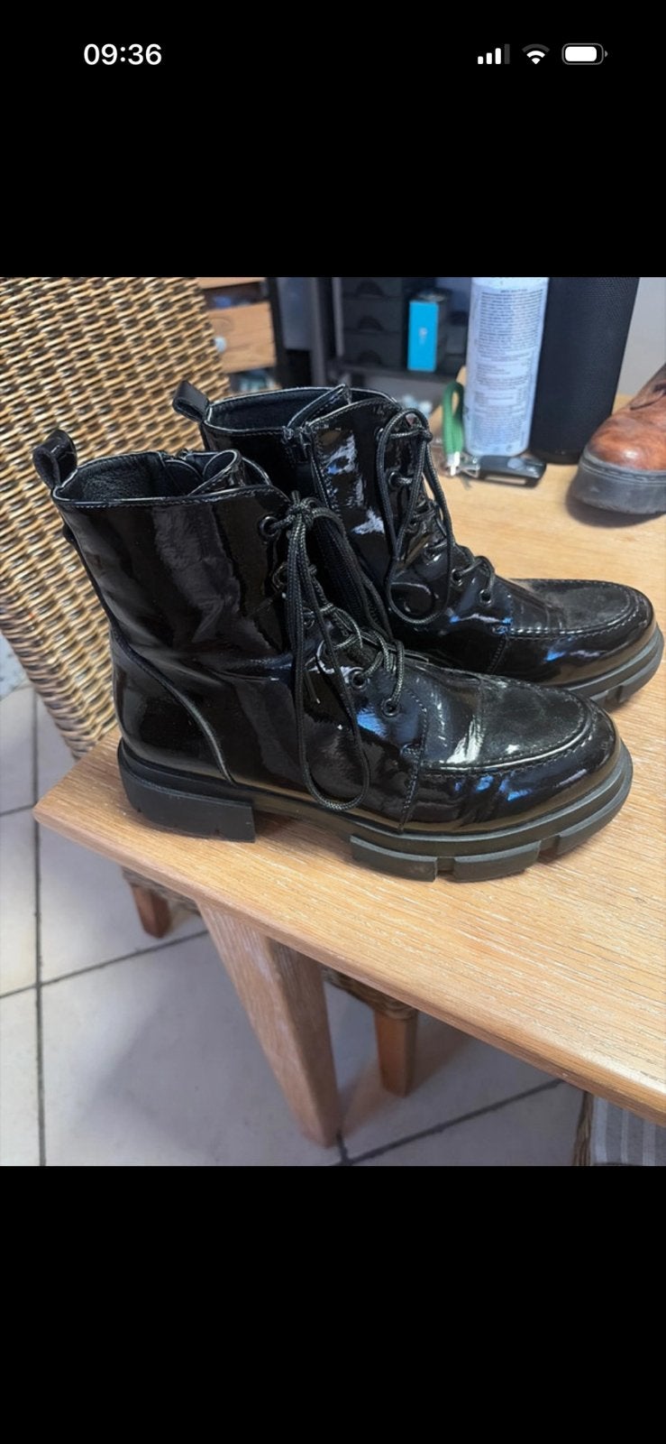 Bottines noir brillante, Enlèvement ou Envoi, Comme neuf, Noir