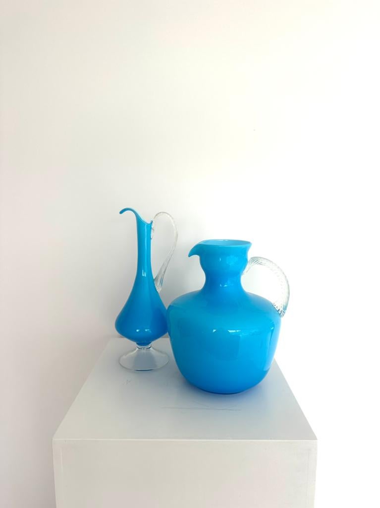 Set van 2 elegante glazen karaffen, Huis en Inrichting, Woonaccessoires | Vazen, Blauw, Ophalen of Verzenden, Minder dan 50 cm