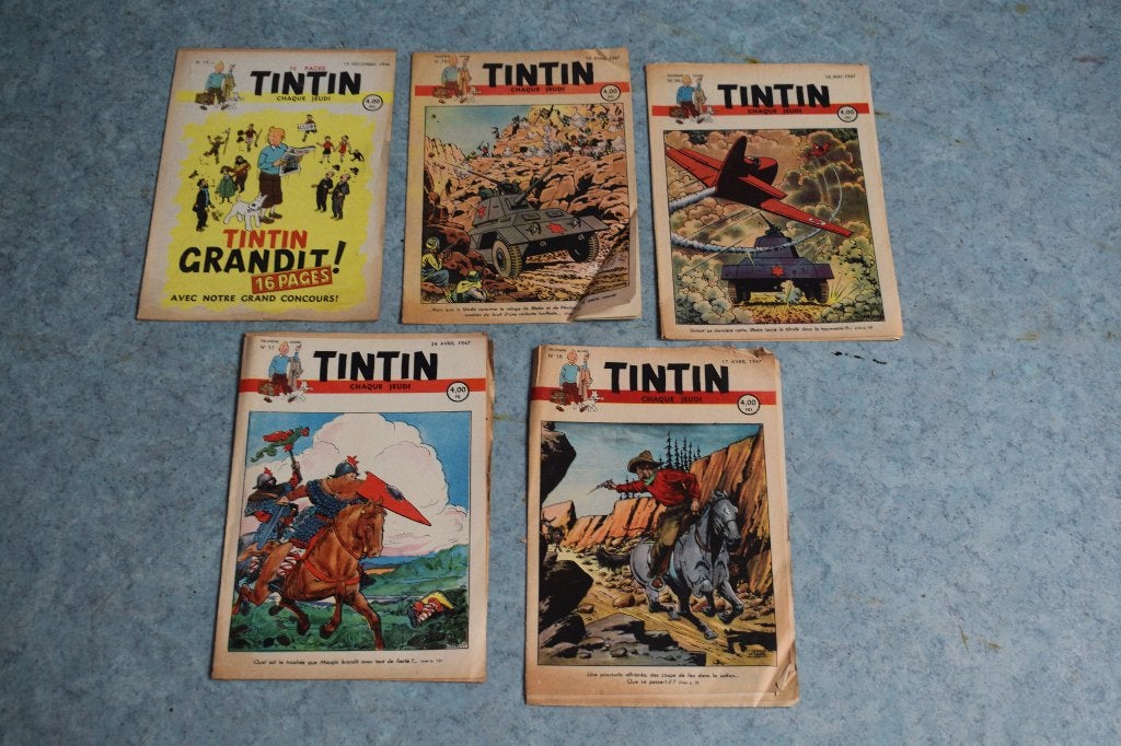 lot 5 bd journal tintin 1946 1947 bande dessinee, Livres, Enlèvement ou Envoi, Utilisé