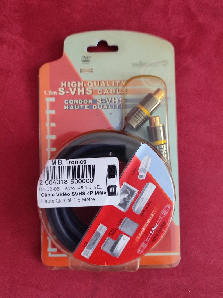 Cable S-VHS S-VIDEO 1,5m haute qualité neuf, Enlèvement ou Envoi, Neuf, Moins de 2 mètres, Autres câbles
