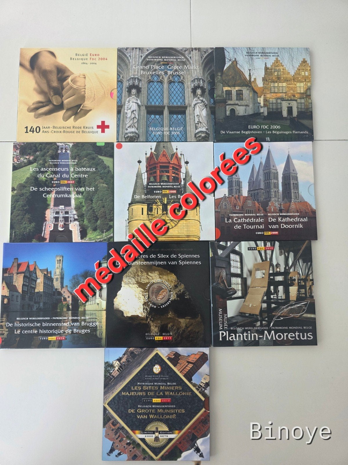 Belgique lot complet  euro set médaille colorée . 10 set, Enlèvement ou Envoi, Belgique
