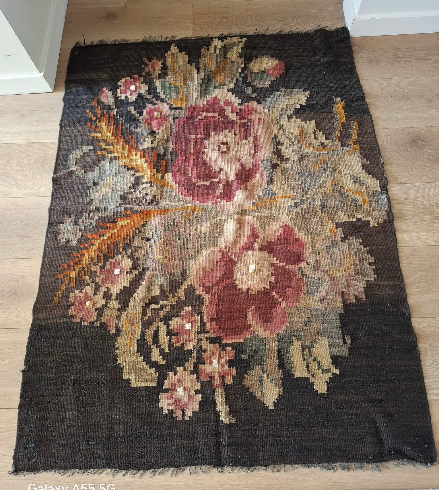 Handgemaakte vintage kilim – vloerkleed, Huis en Inrichting, Stoffering | Tapijten en Vloerkleden, Ophalen, Zo goed als nieuw
