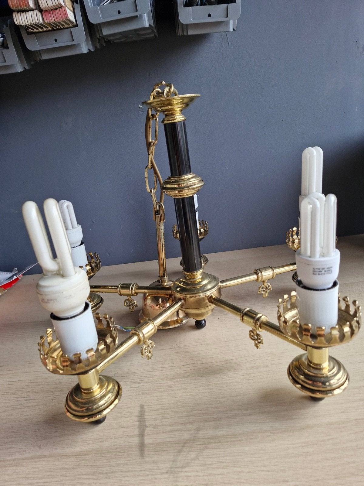 vintage luster, Gebruikt, Vintage, Metaal, E27 (groot)