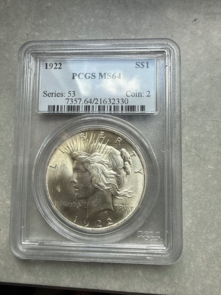 Dollar 1922 ms 64, Postzegels en Munten, Munten | Amerika, Verzenden, Zilver