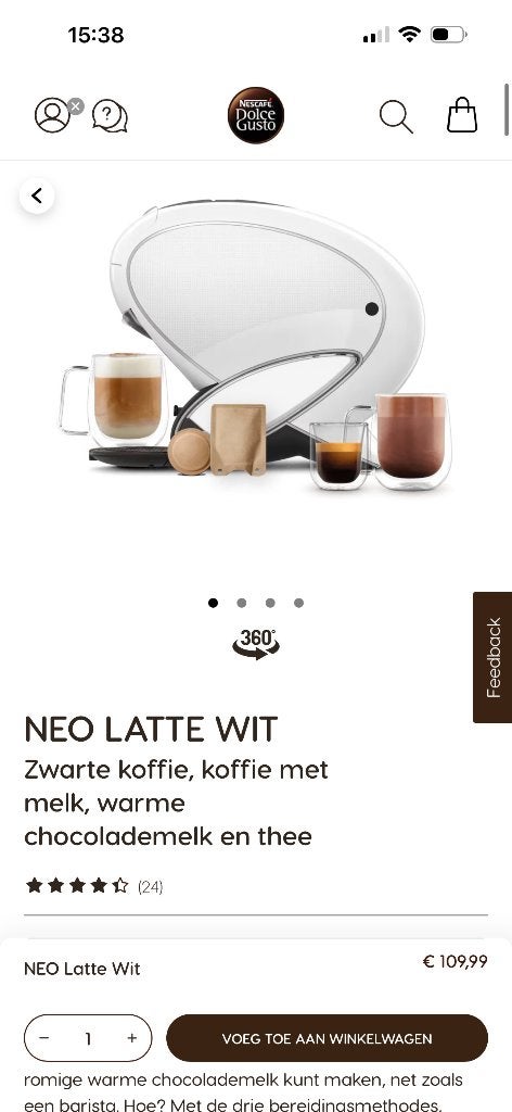 Neo dolce gusto koffie machine, Ophalen, Koffiemachine, Zo goed als nieuw, 1 kopje