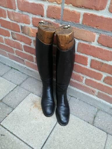 Vintage lederen rijlaarzen met laarzenspanners, Dieren en Toebehoren, Ophalen, Gebruikt