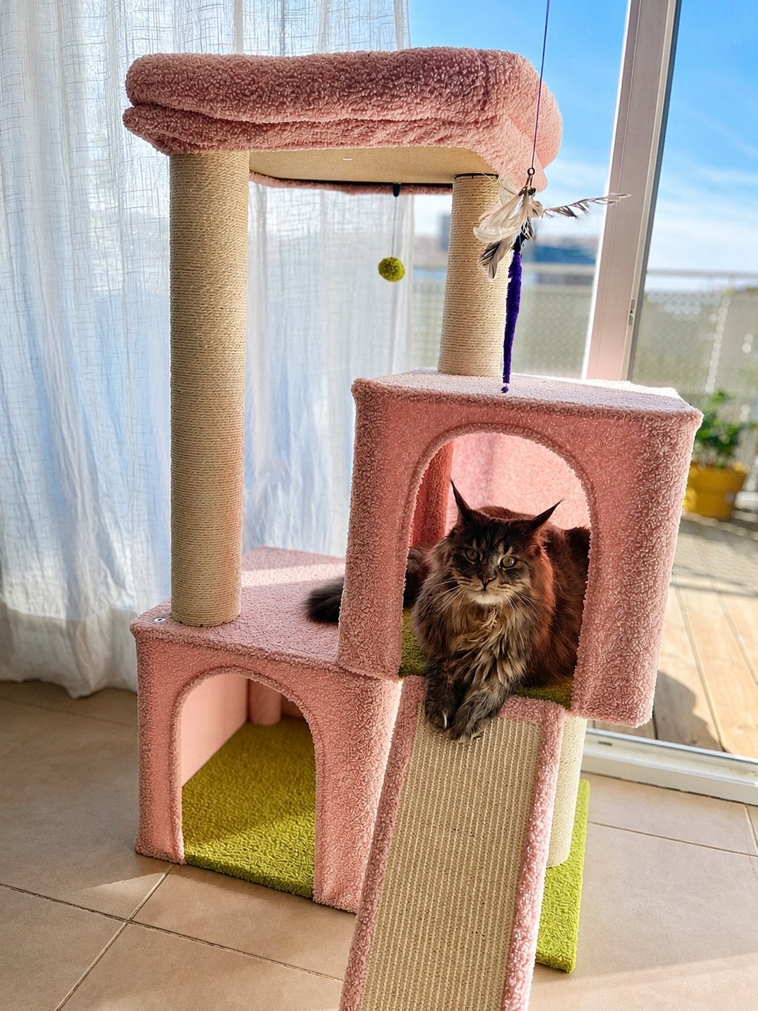 Luxe Krabpaal 114cm – Extra Dikke Sisalpalen,2 Kattenhuisjes, Dieren en Toebehoren, Ophalen of Verzenden, Zo goed als nieuw, Krabpaal