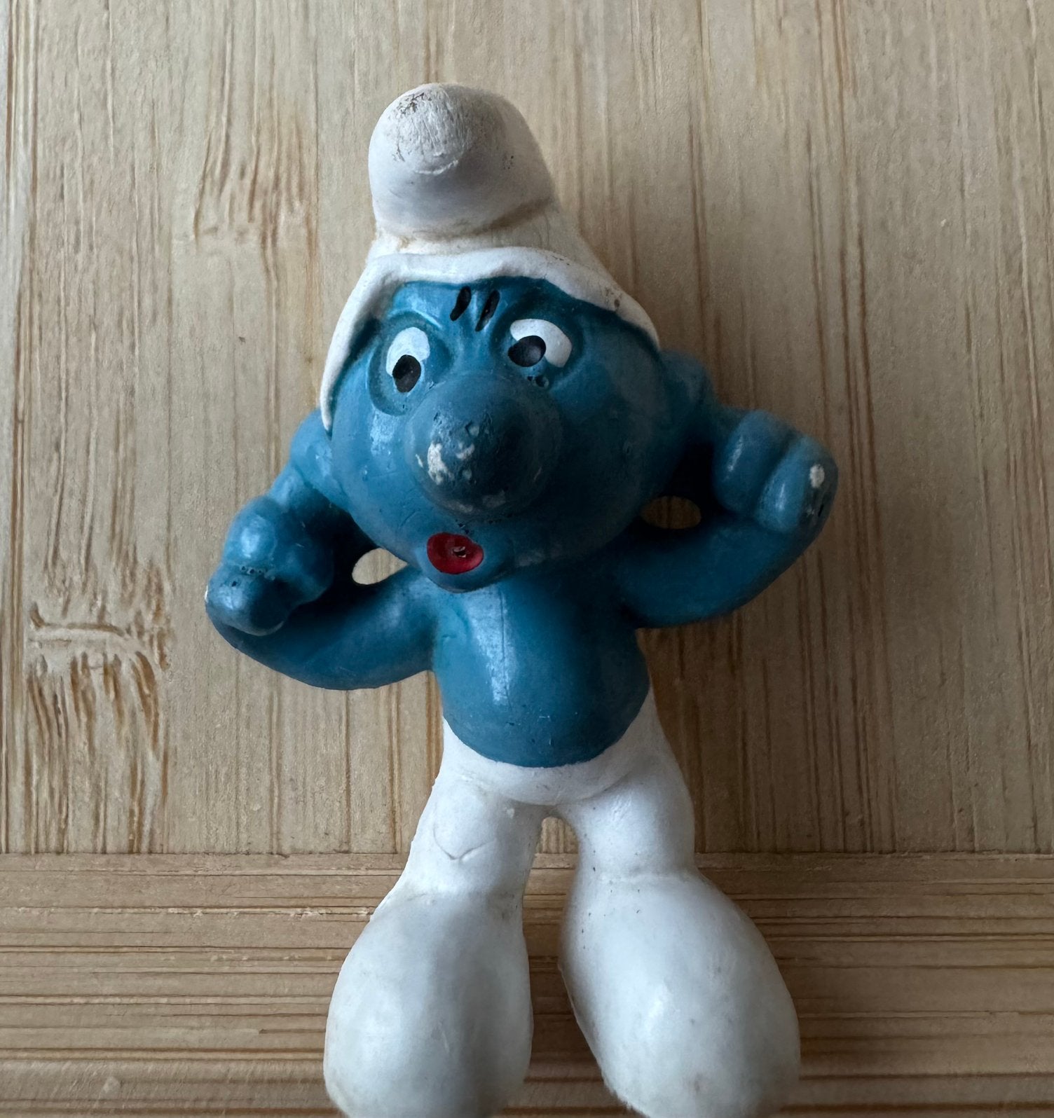 Miniatuur smurf - vingers in de oren, Verzamelen, Ophalen, Gebruikt, Overige Smurfen, Poppetje, Figuurtje of Knuffel