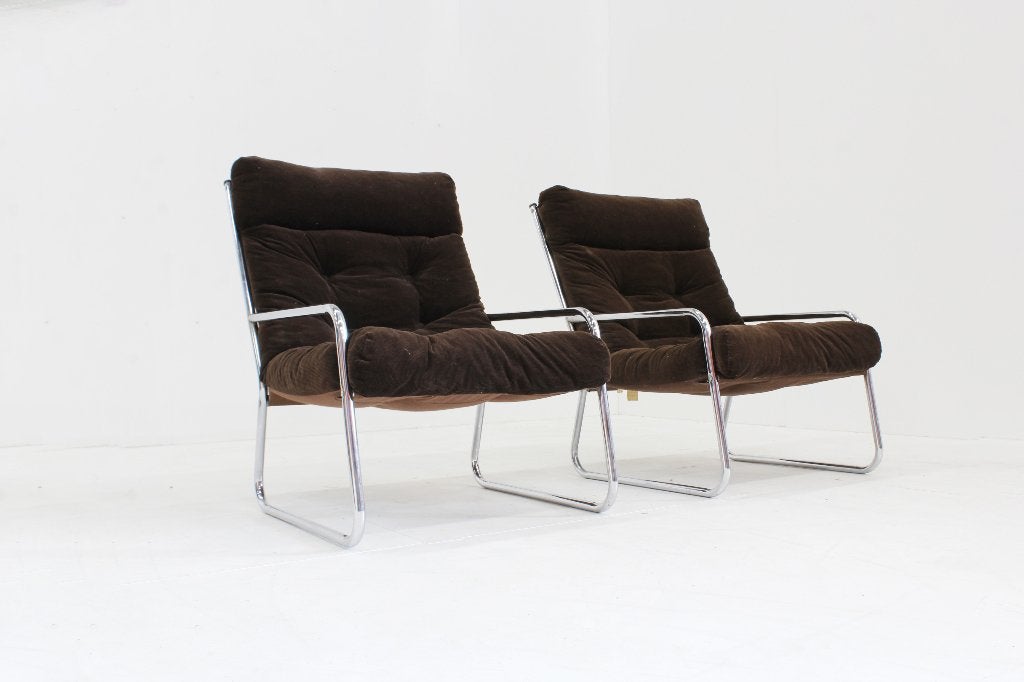 Ensemble de fauteuils vintage chromés Gillis Lundgren des, Enlèvement ou Envoi