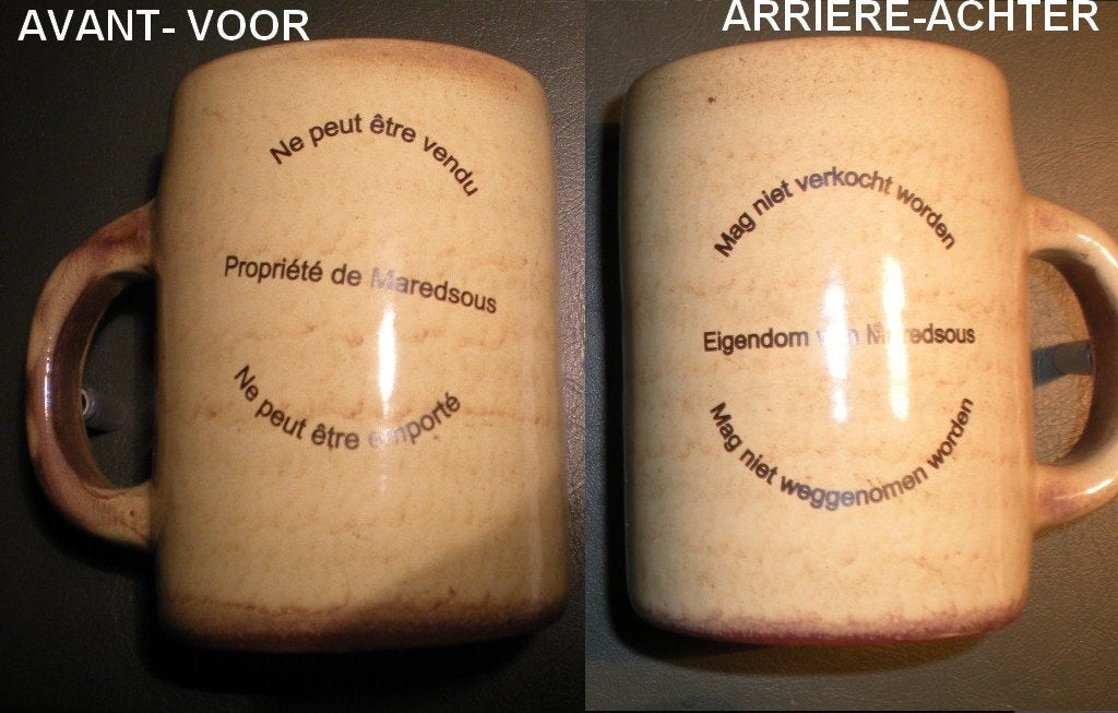 MAREDSOUS  Chope avec texte bilingue, Collections, Enlèvement ou Envoi, Comme neuf, Chope(s)