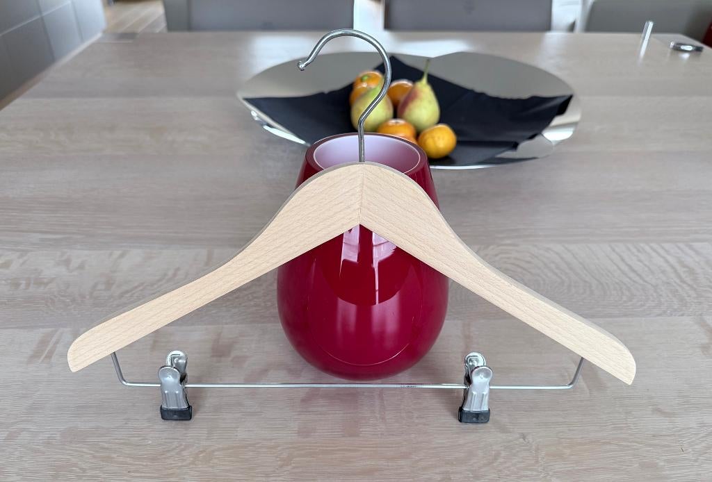 10 x houten kledinghangers verstelbare klem / broekenhanger, Kleding | Dames, Ophalen of Verzenden, Nieuw, Hout, Kinderen en Volwassenen