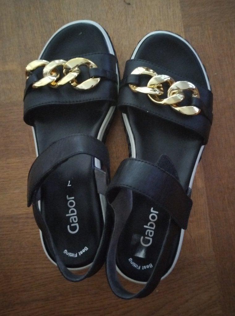 NEW Sandales Gabor, en cuir, taille 40,5, noires, Neuf, Enlèvement ou Envoi, Gabor, Noir
