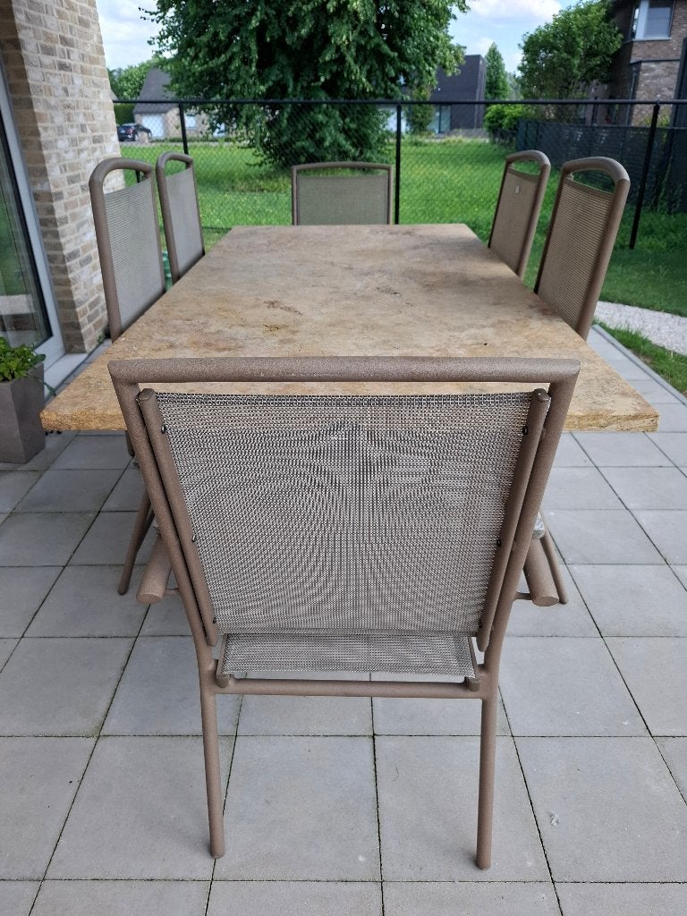 (tuin)tafel, Tuin en Terras, Ophalen, Gebruikt, Rechthoekig, Metaal