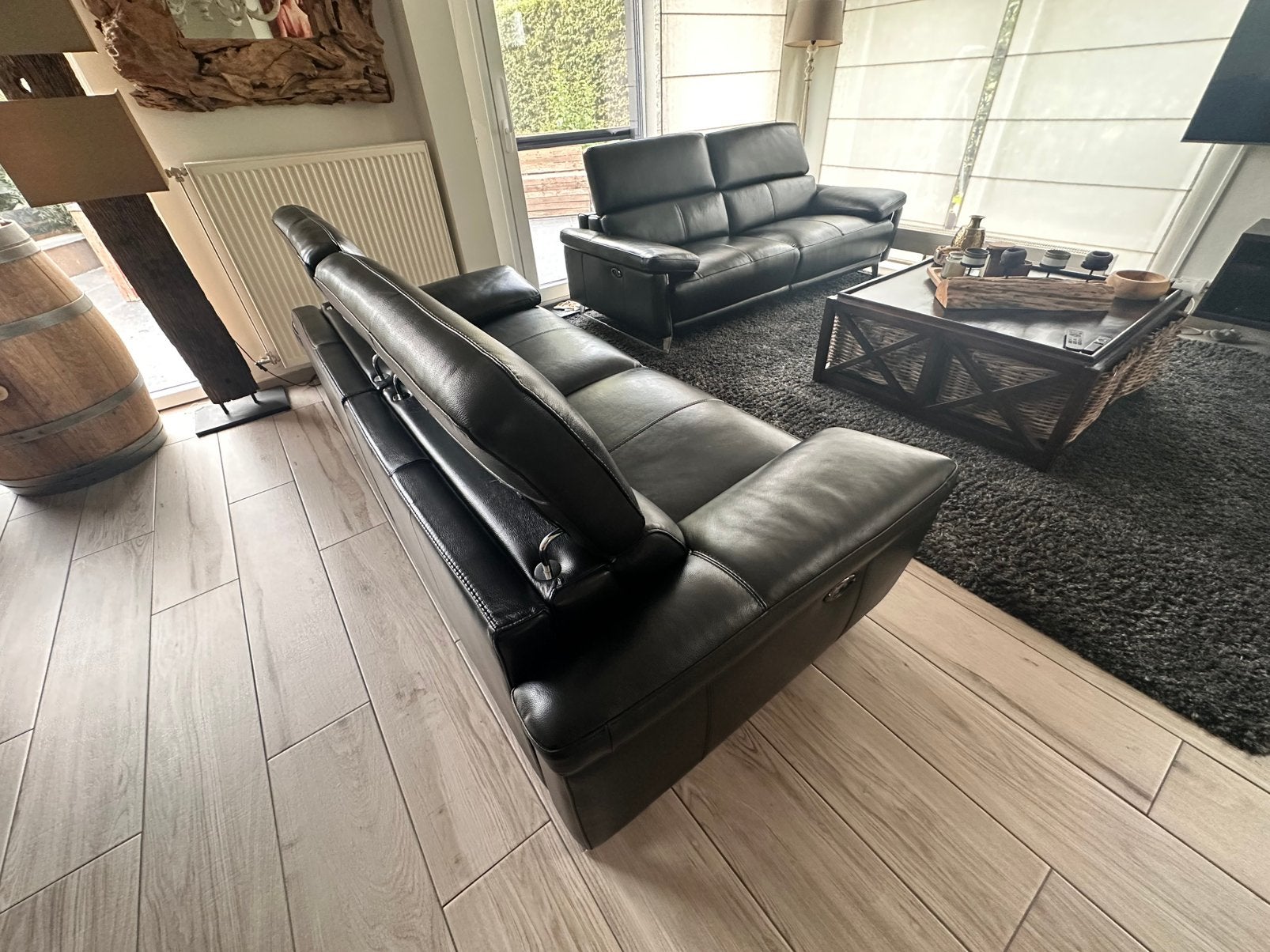 SALON DE LUXE EN 100 % CUIR DE BUFFLE AVEC RELAXATION, Enlèvement ou Envoi, Comme neuf, Bois