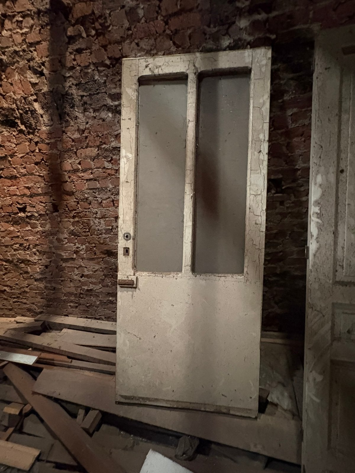 Oude glazen binnendeuren / atelierdeuren (3stuks), Ophalen, Gebruikt, Glas