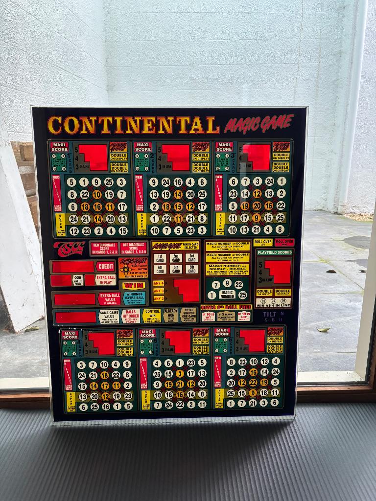 Vitre / Backglass vintage “Continental Magic Game” – déco, Collections, Enlèvement, Autres types