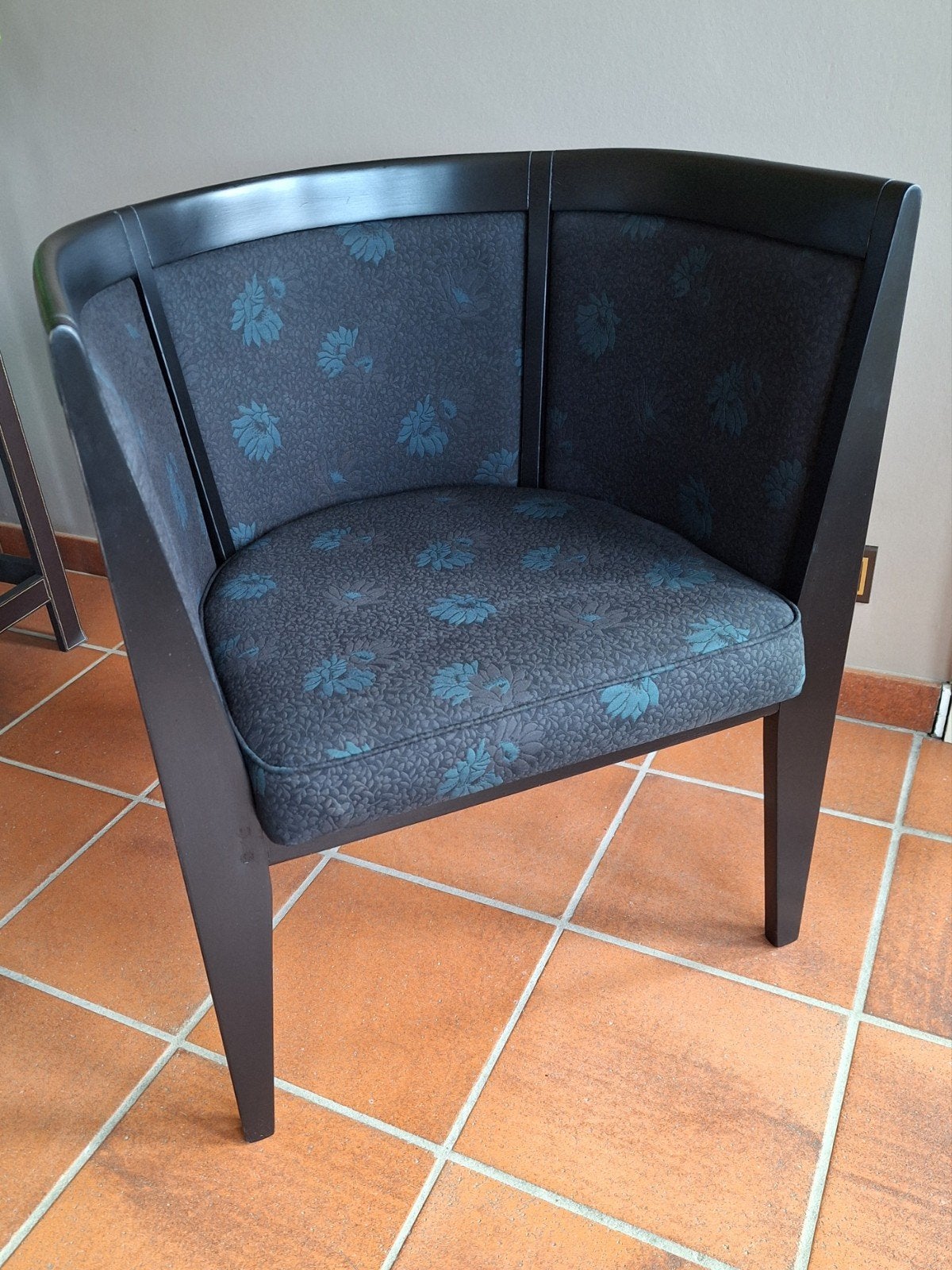 Fauteuil _chaise_noire_bois_tissu, Moins de 75 cm, Vintage, Bois, Enlèvement