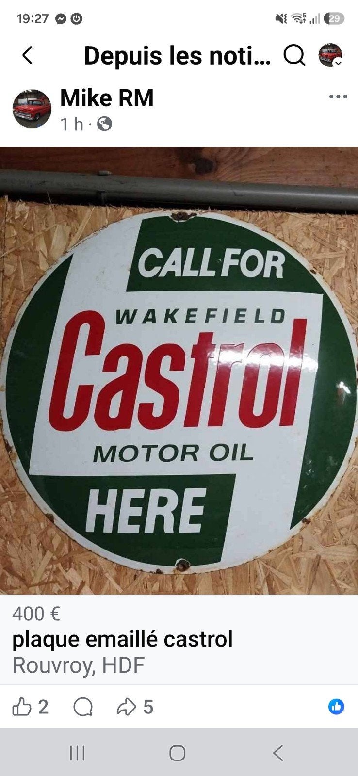 plaque emaillé castrol 50cm, Enlèvement ou Envoi