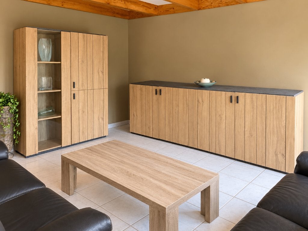 Salontafel in lichte eiklook – 3 jaar oud, amper gebruikt, Ophalen, 100 tot 150 cm, Eikenhout, 50 tot 100 cm