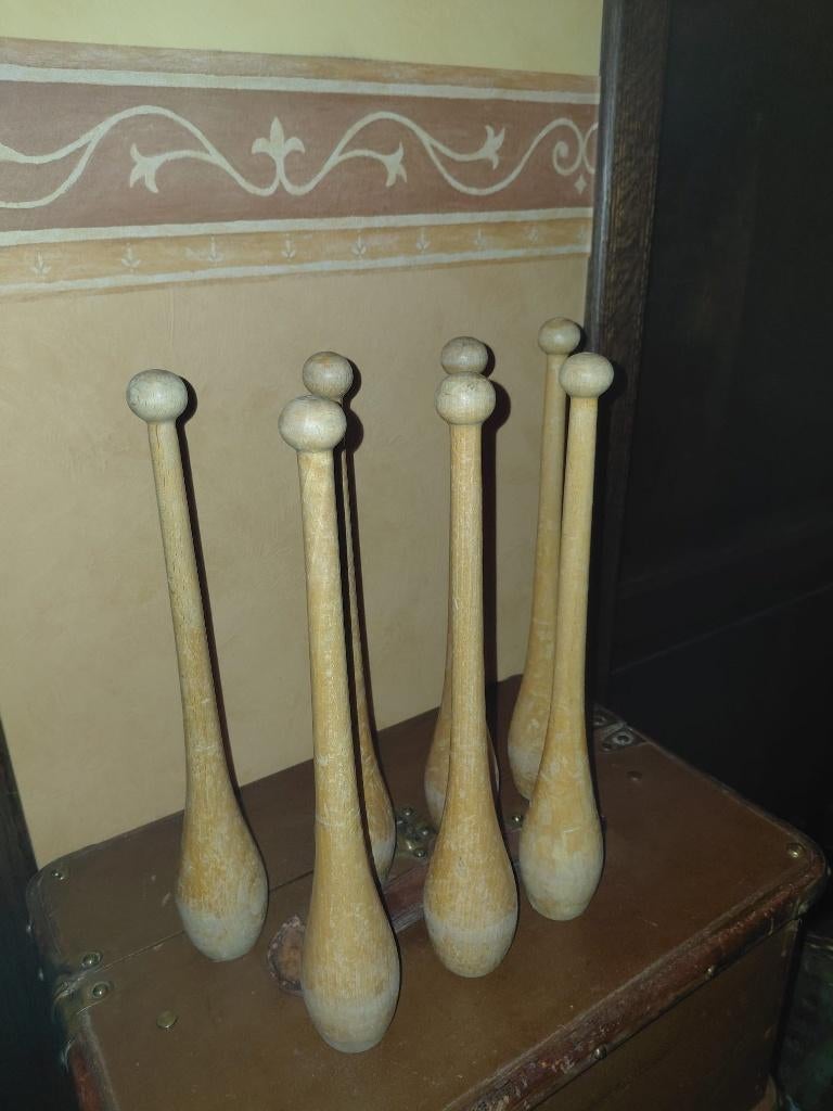 Vintage houten jongleer-of gymnastiekstokken of knuppels, Ophalen of Verzenden