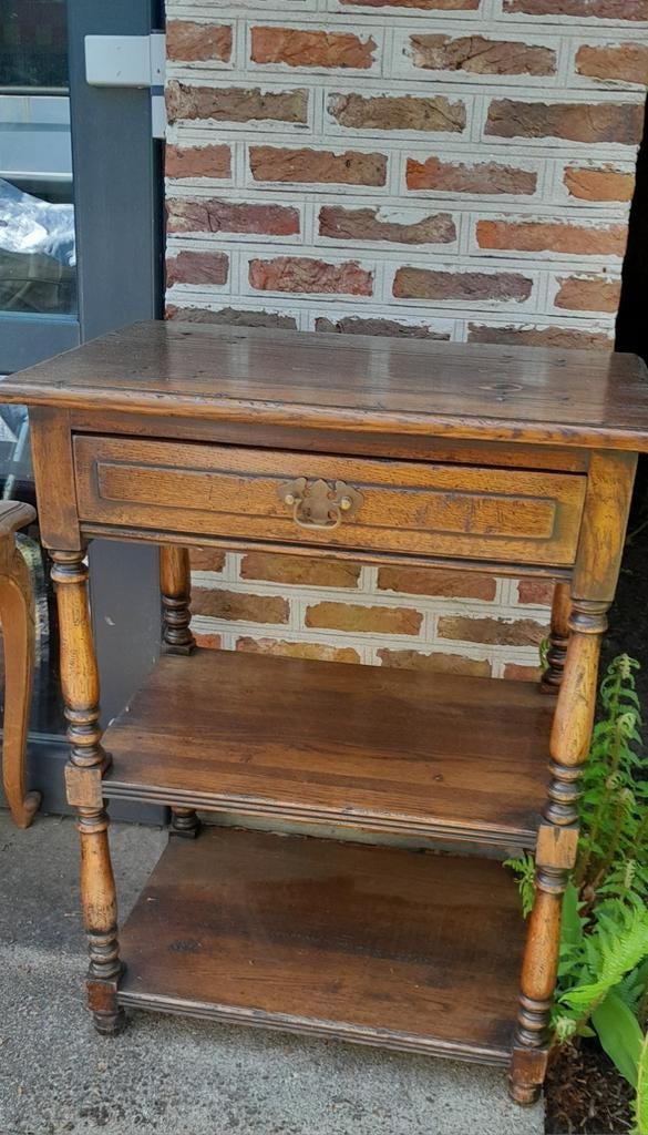 Prachtig eiken bijzet tafeltje met lade., Antiek en Kunst, Ophalen of Verzenden