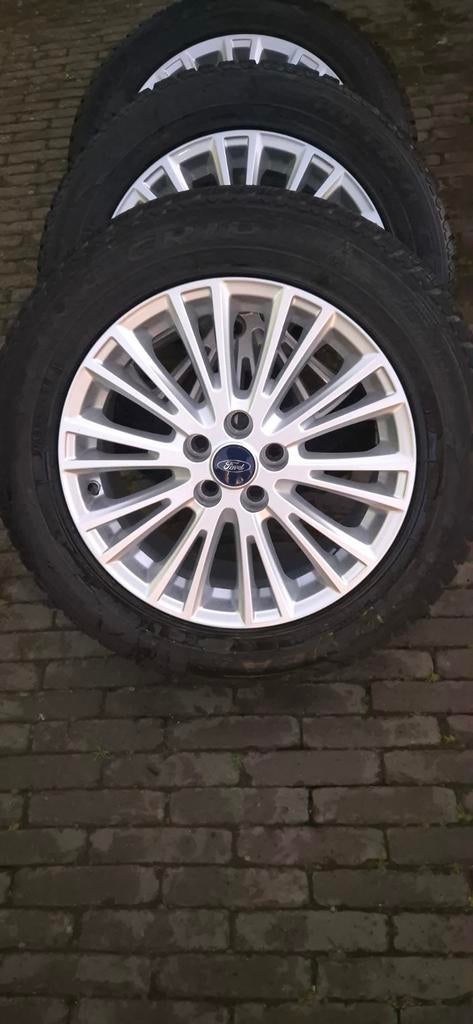 4x Alu velg Ford met druksenoren & winterbanden M+S 235/55R1, Ophalen, Banden en Velgen, 17 inch, Winterbanden