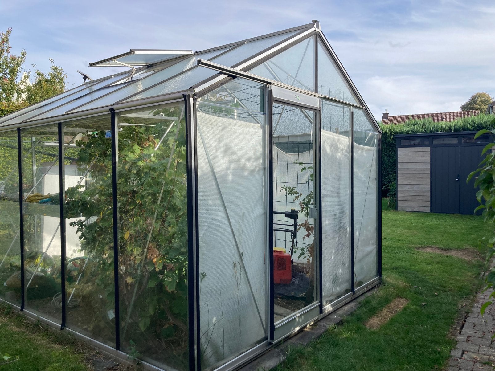 Serre de jardin Premium Alu + Système d'arrosage solaire, Tuin en Terras, Ophalen, Kweekkas, Zo goed als nieuw, Glas