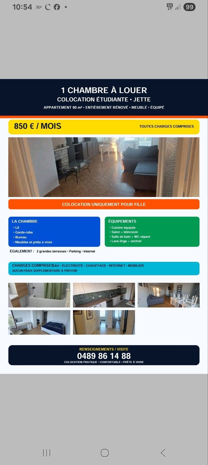 Appartement te huur in Jette, Immo, 50 m² of meer, Brussel