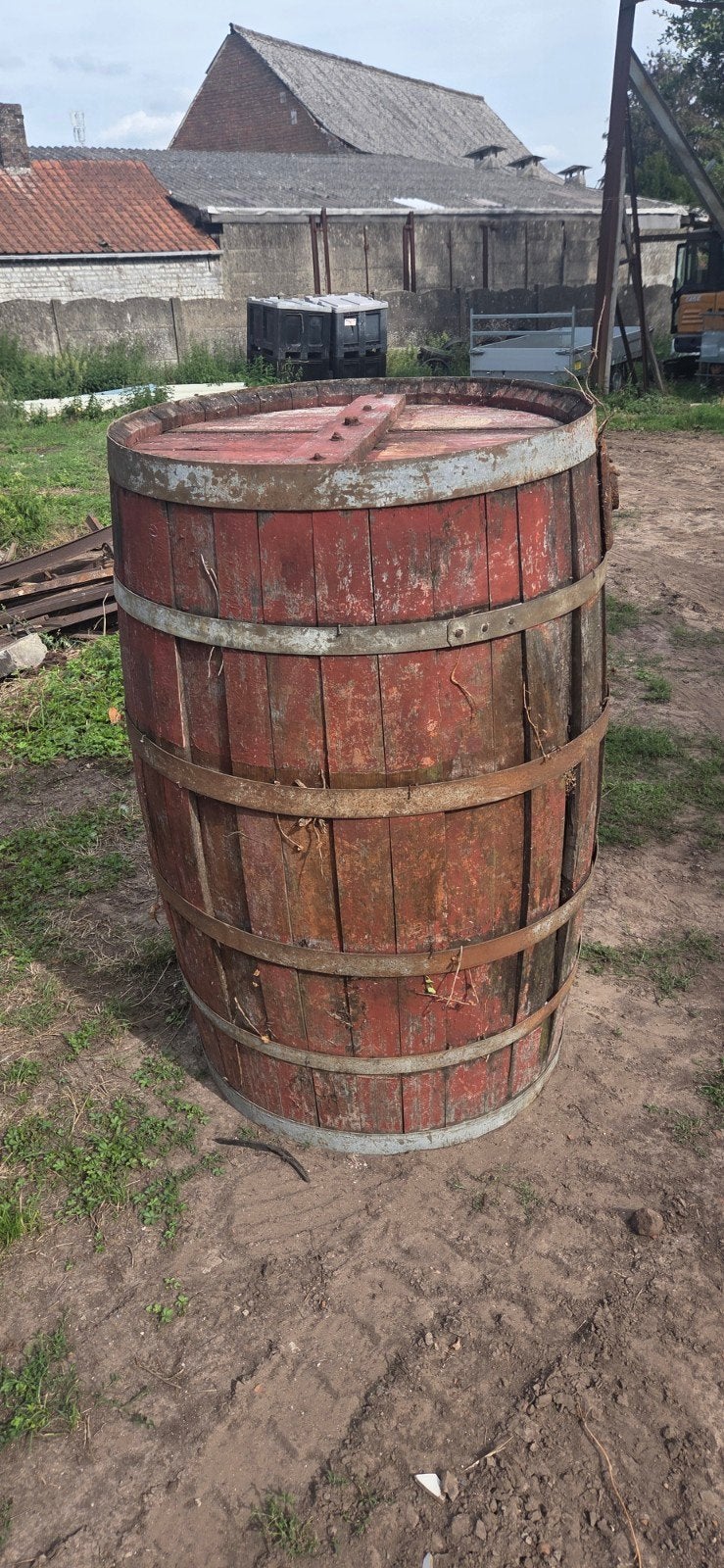 Grote oude houten wijnton, Tuin en Terras, Regentonnen, 150 liter of meer, Ophalen, Gebruikt, Hout