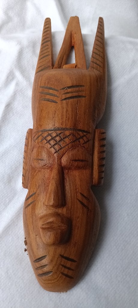 AFRIKAANS HOUTEN HOOFD, Antiek en Kunst, Ophalen, Houtsnijwerk, Minder dan 20 cm, Handgemaakt
