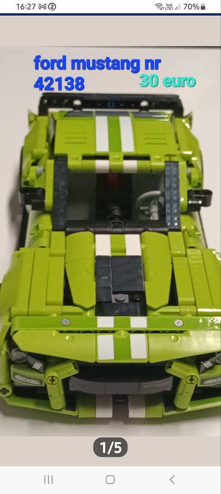 Lego ford mustang nr 42138, Kinderen en Baby's, Speelgoed | Duplo en Lego, Ophalen of Verzenden, Lego