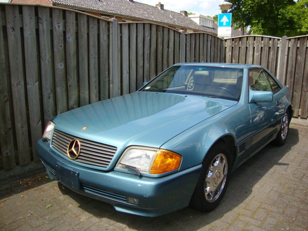 MERCEDES 500SL  ZELDZAME COMBI  BERYLL-CREMELDER 57000MIJL, Auto's, Achterwielaandrijving, 5000 cc, Cabriolet, Blauw