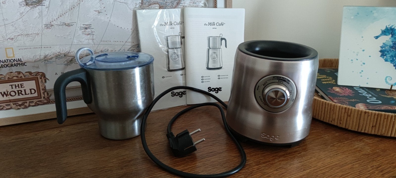 Sage The Milk Café BMF600 melkopschuimer – zo goed als nieuw, Ophalen of Verzenden, Zo goed als nieuw, Elektrische melkopschuimer