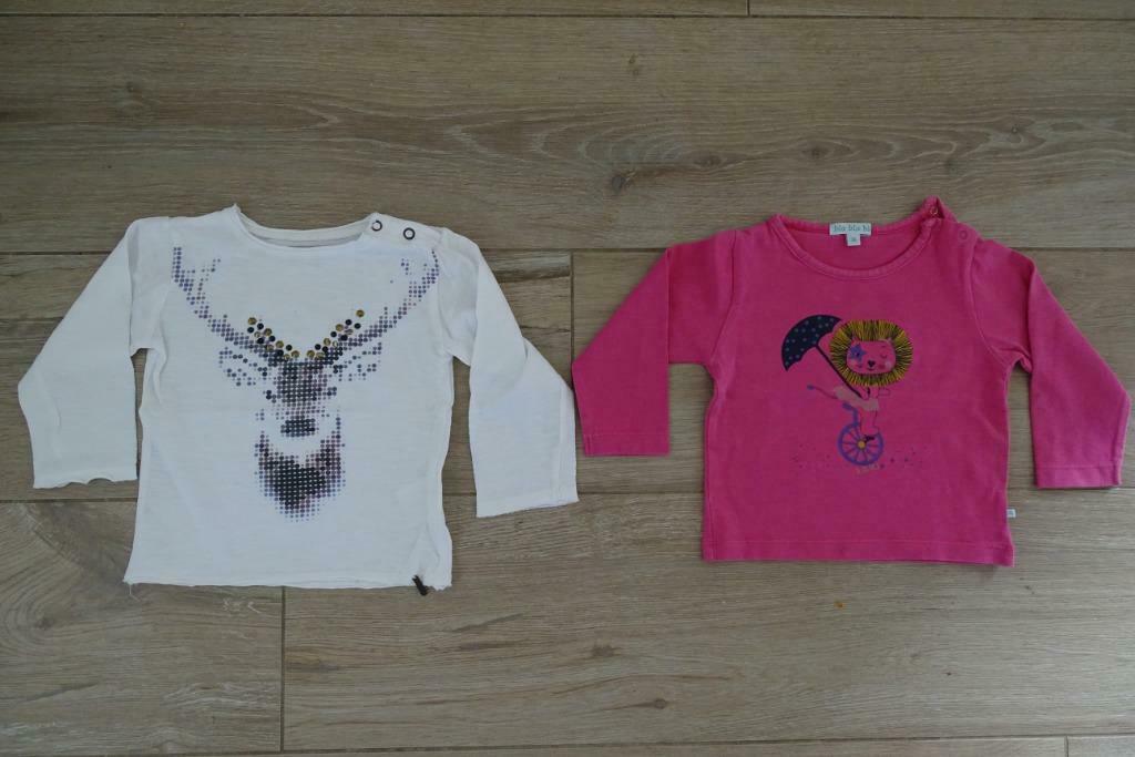 Setje van 2 longsleeves maat 74, Enlèvement ou Envoi, Utilisé, Fille, Chemisette ou Manches longues