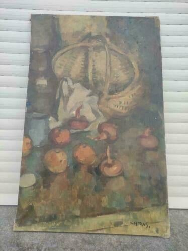 huile sur toile nature morte signe gustave camus, Antiquités & Art, Enlèvement ou Envoi
