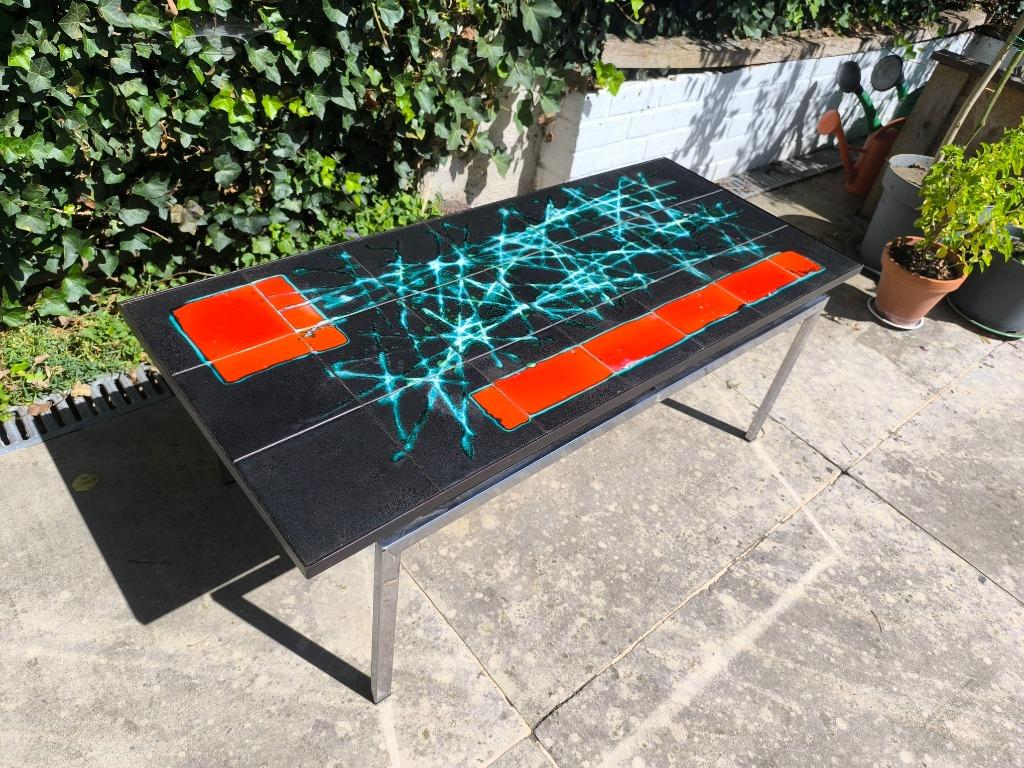 Table basse vintage 1970 signée Juliette Belarti, céramique, Antiquités & Art, Antiquités | Meubles | Tables, Enlèvement