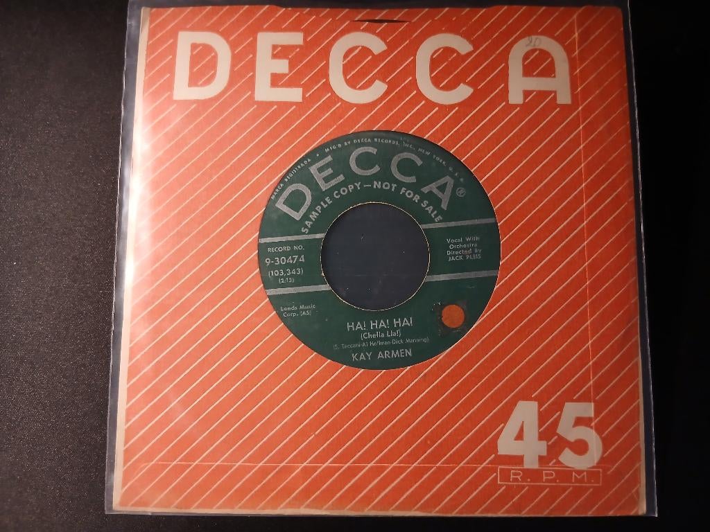 Kay Armen – Ha! Ha! Ha! '7 " Popcorn Promo ", Enlèvement ou Envoi, Single, Comme neuf, Pop