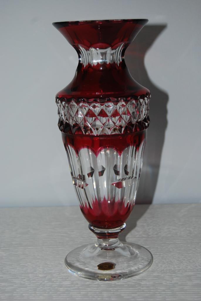 Val Saint Lambert, rode vaas, hoogte 26 cm, Enlèvement