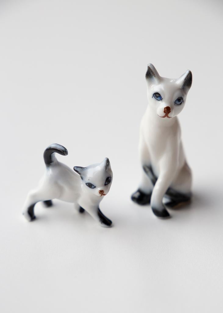 Vintage handgeschilderde katten in fijn porselein, Antiek en Kunst, Ophalen of Verzenden