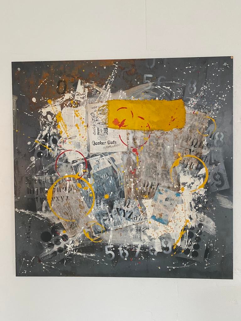 Collage op metaal Sophie De Keyser 75x75cm, Ophalen