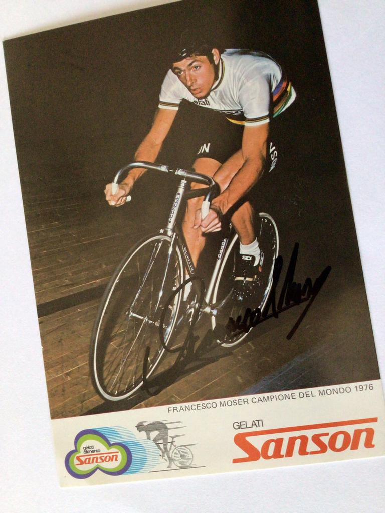 Wielerkaart 1977 team sanson francesco moser signe, Enlèvement ou Envoi, Comme neuf