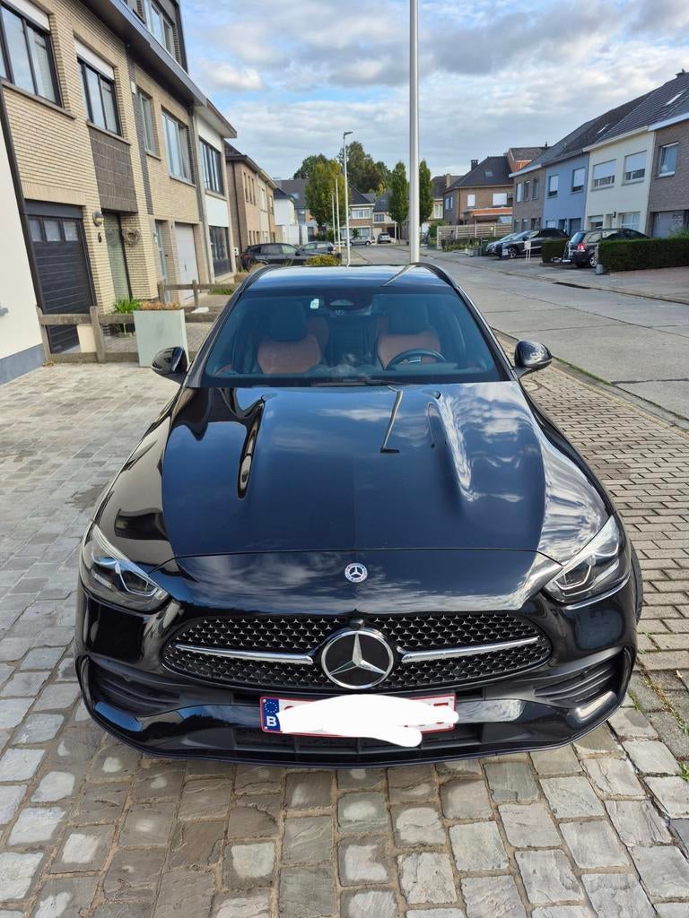Mercedes C200 break 9G-tronic AMG line - 2 jaar garantie, Zwart, Zwart, Break, 5 deurs