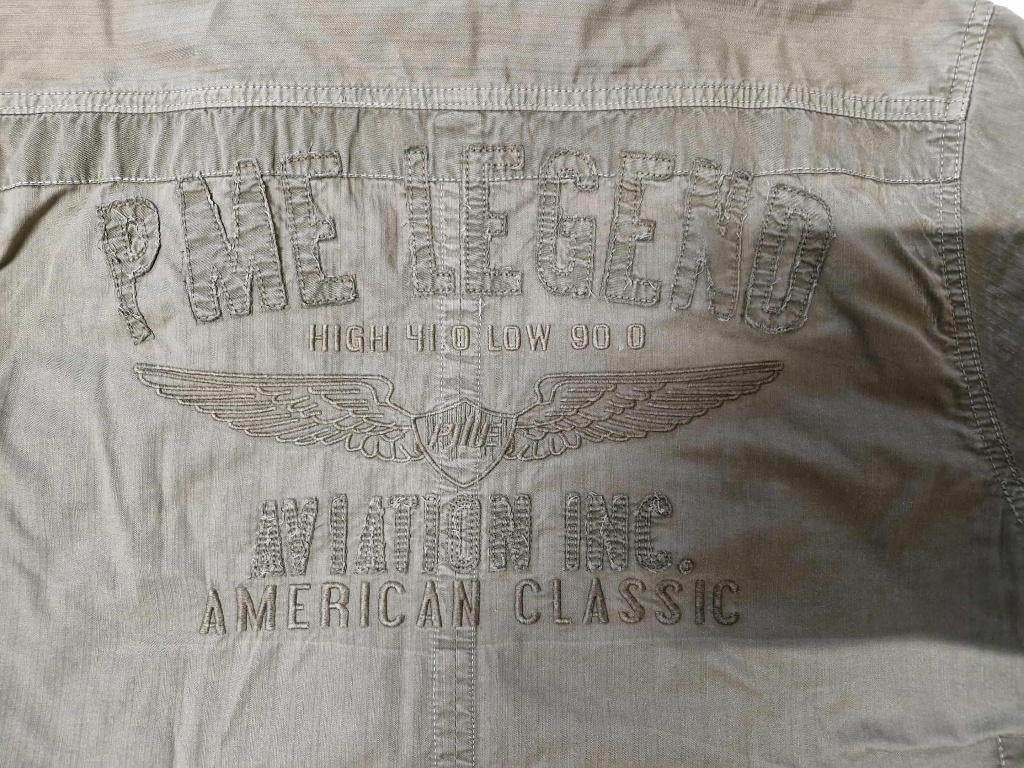 khaki overhemd, XL,  met prachtige stikkingen op achterzijde, Ophalen of Verzenden, Gedragen, Overige kleuren, PME Legend