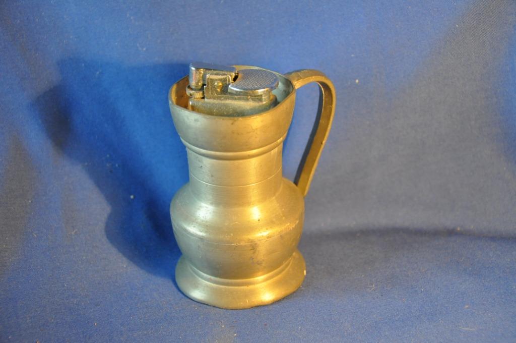 (d)§  briquet de table forme pichet étain (9), Collections, Enlèvement ou Envoi, Utilisé, Briquet