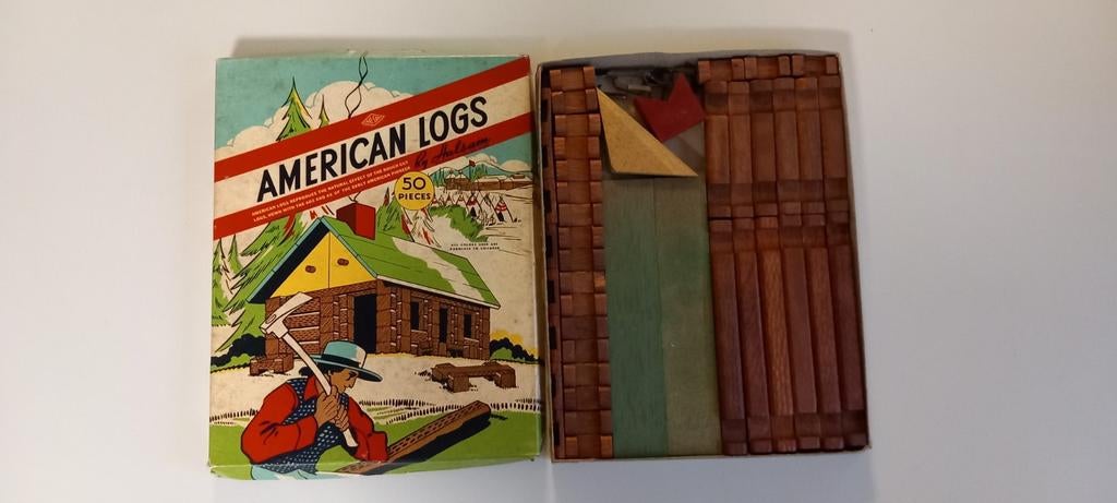 Ancienne boîte de jeu de construction American Logs Hal-Sam, Enlèvement ou Envoi