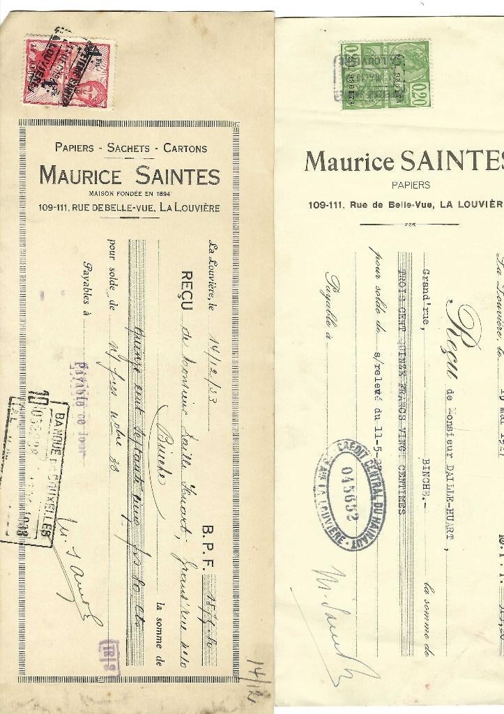 Ancien reçu, Collections, Enlèvement ou Envoi, Utilisé