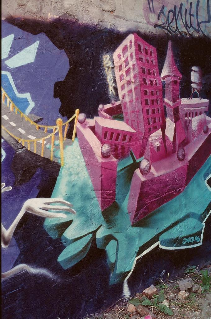 foto van graffiti DUCK in antwerpen muntstraat 1996, Verzenden